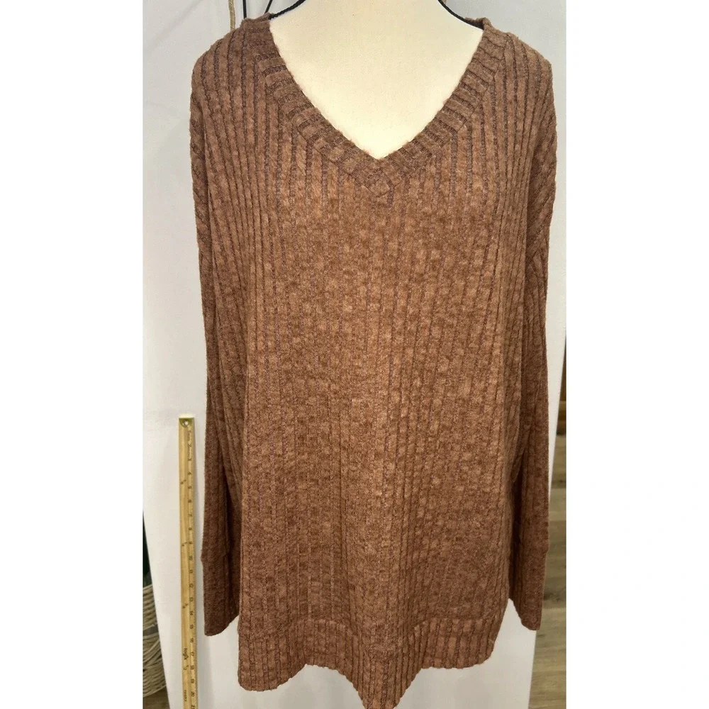 ANRABESS Sweater Dress Women's Size‎ XL V-neck Long Sleeve Brown Color - Picture 2 of 9